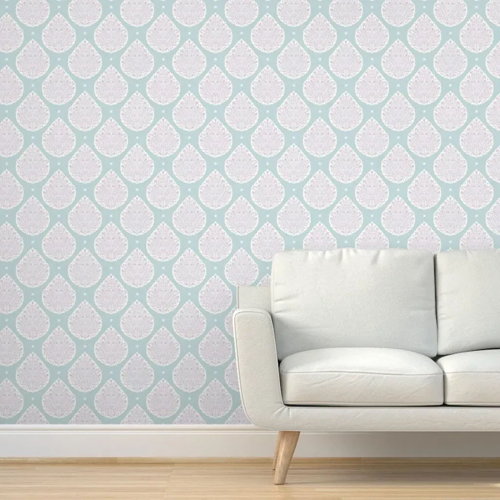 Egyptian Paisley Anne Peel and Stick Wallpaper - White, Blue product