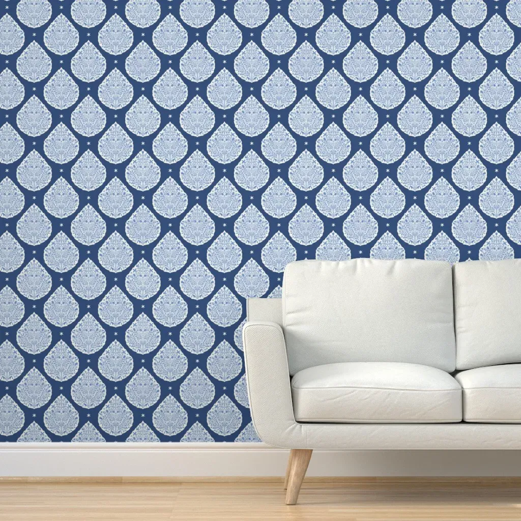 Egyptian Paisley Peel and Stick Wallpaper - Blue product