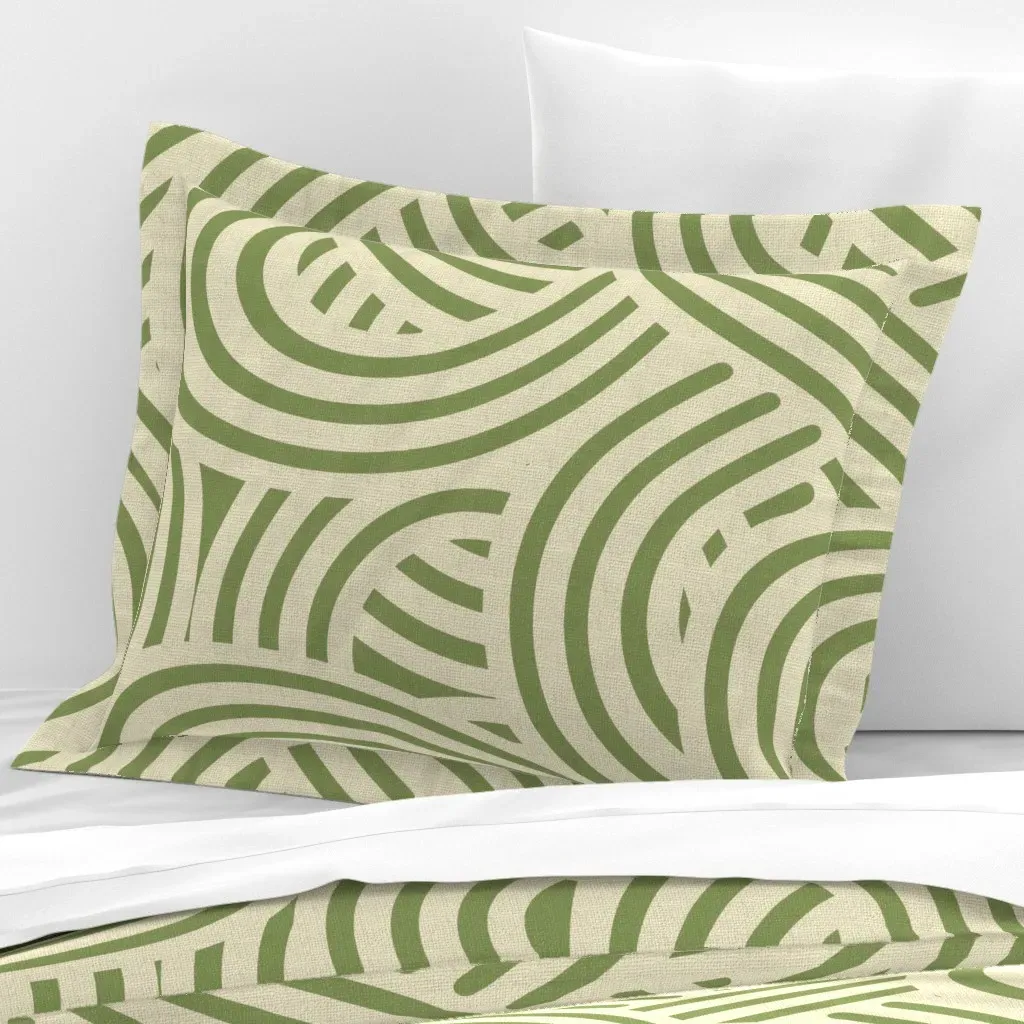 Eight By Eight Green Standard Flanged Cushion Cover - Olive Green, Cotton Sateen product