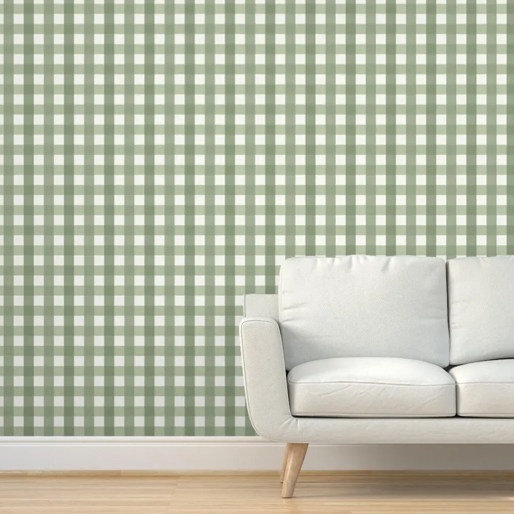 Elaine Check Peel and Stick Wallpaper - Sage Green, Cream product