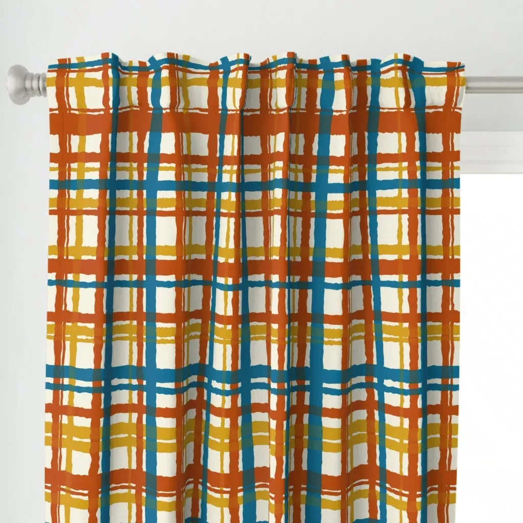 Electra Boulevard Plaid Curtain Panel - Blue alternate view
