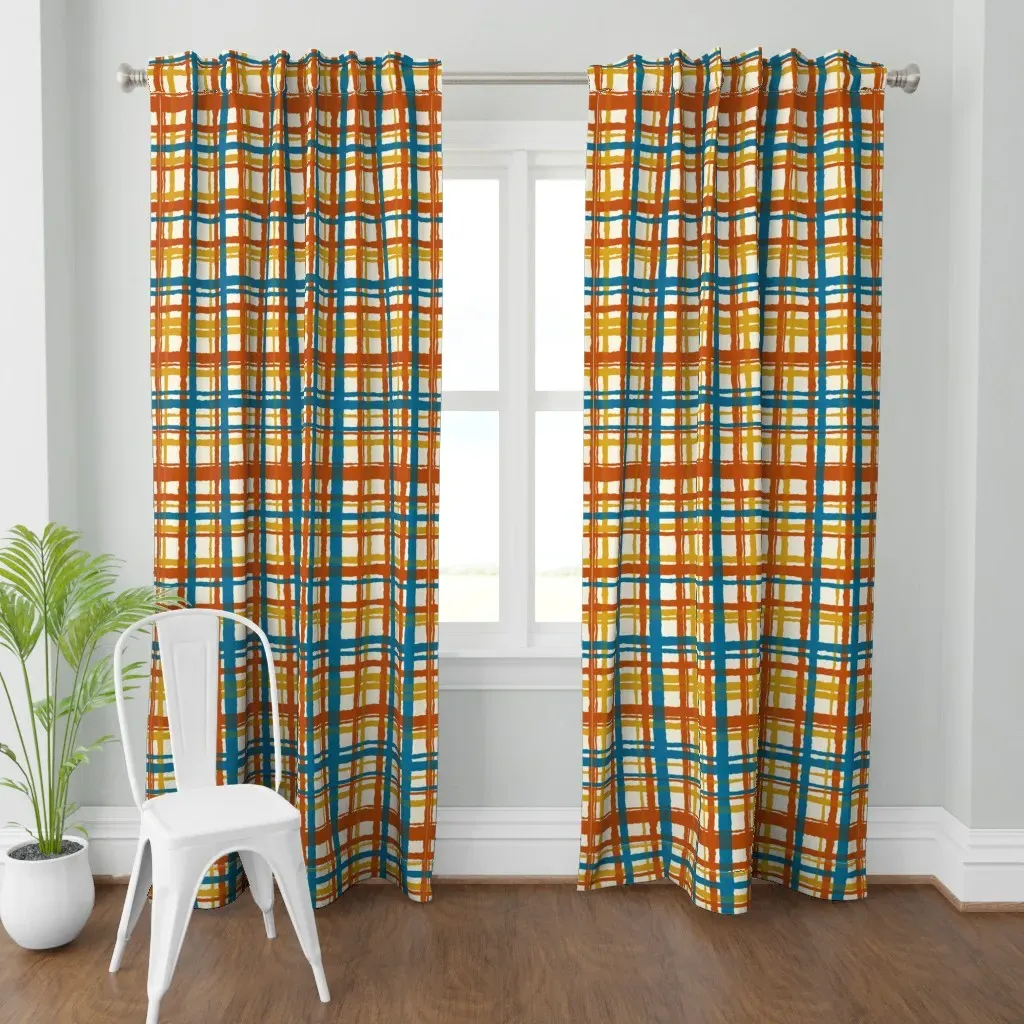 Electra Boulevard Plaid Curtain Panel - Blue product
