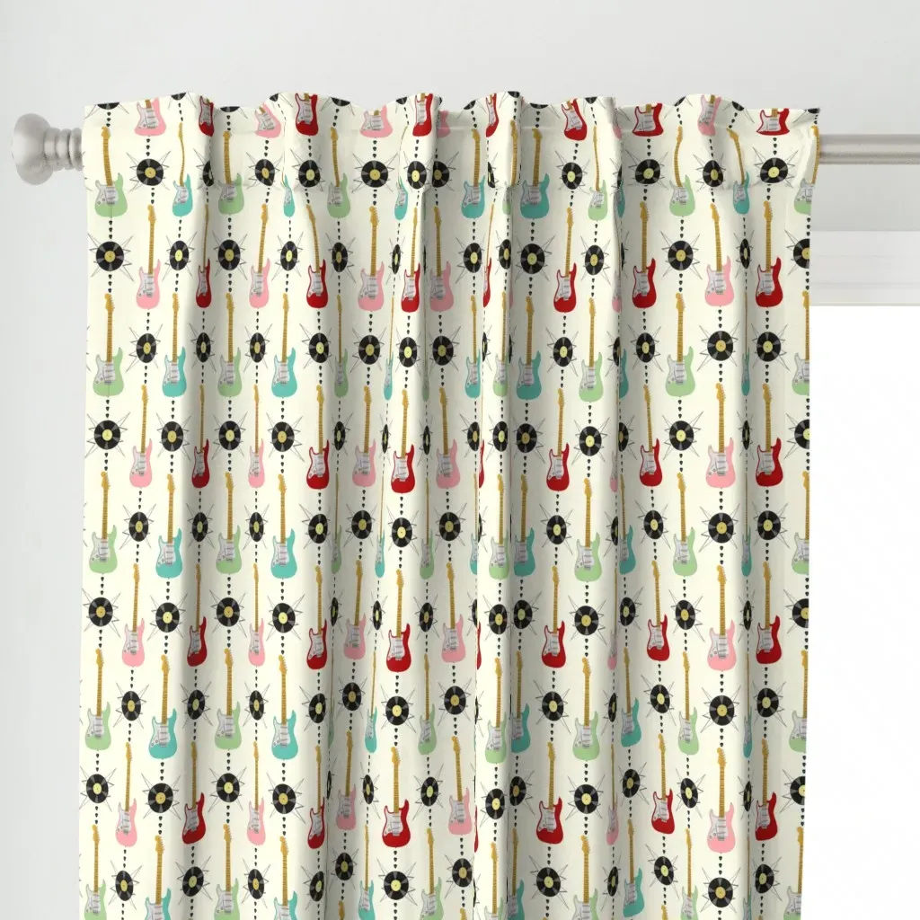 Electric Guitar Stripes Curtain Panel - Red alternate view
