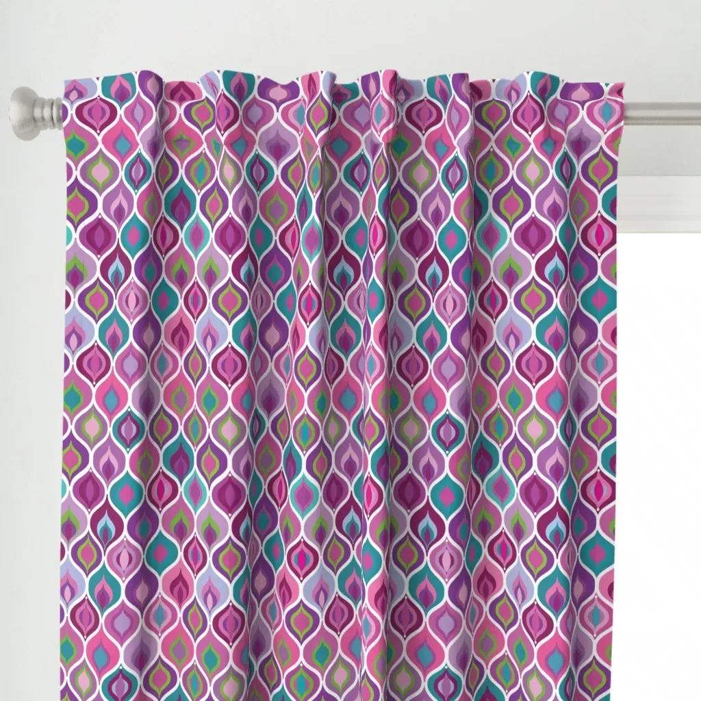 Elephant Festival Ogee Curtain Panel - Pink alternate view