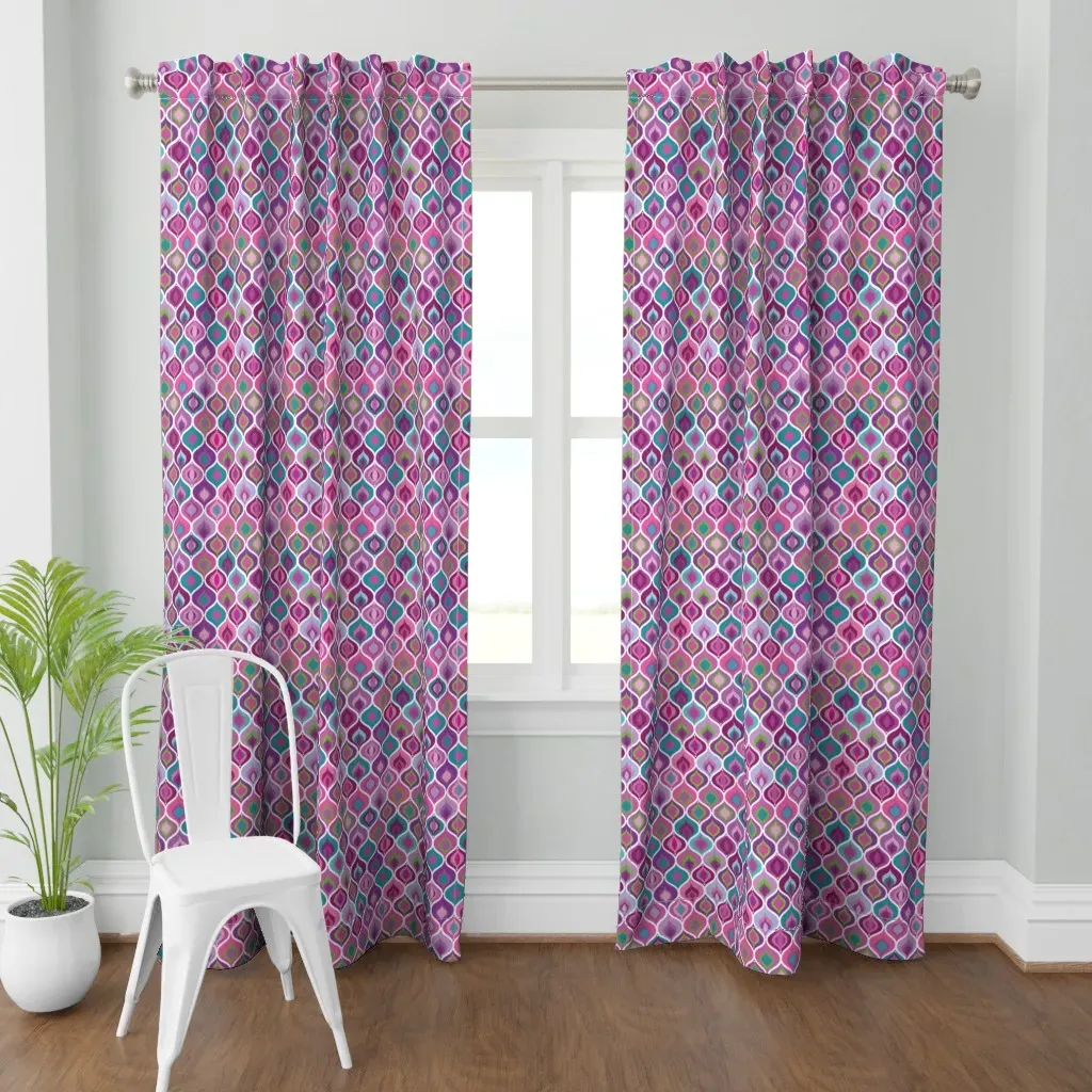 Elephant Festival Ogee Curtain Panel - Pink product