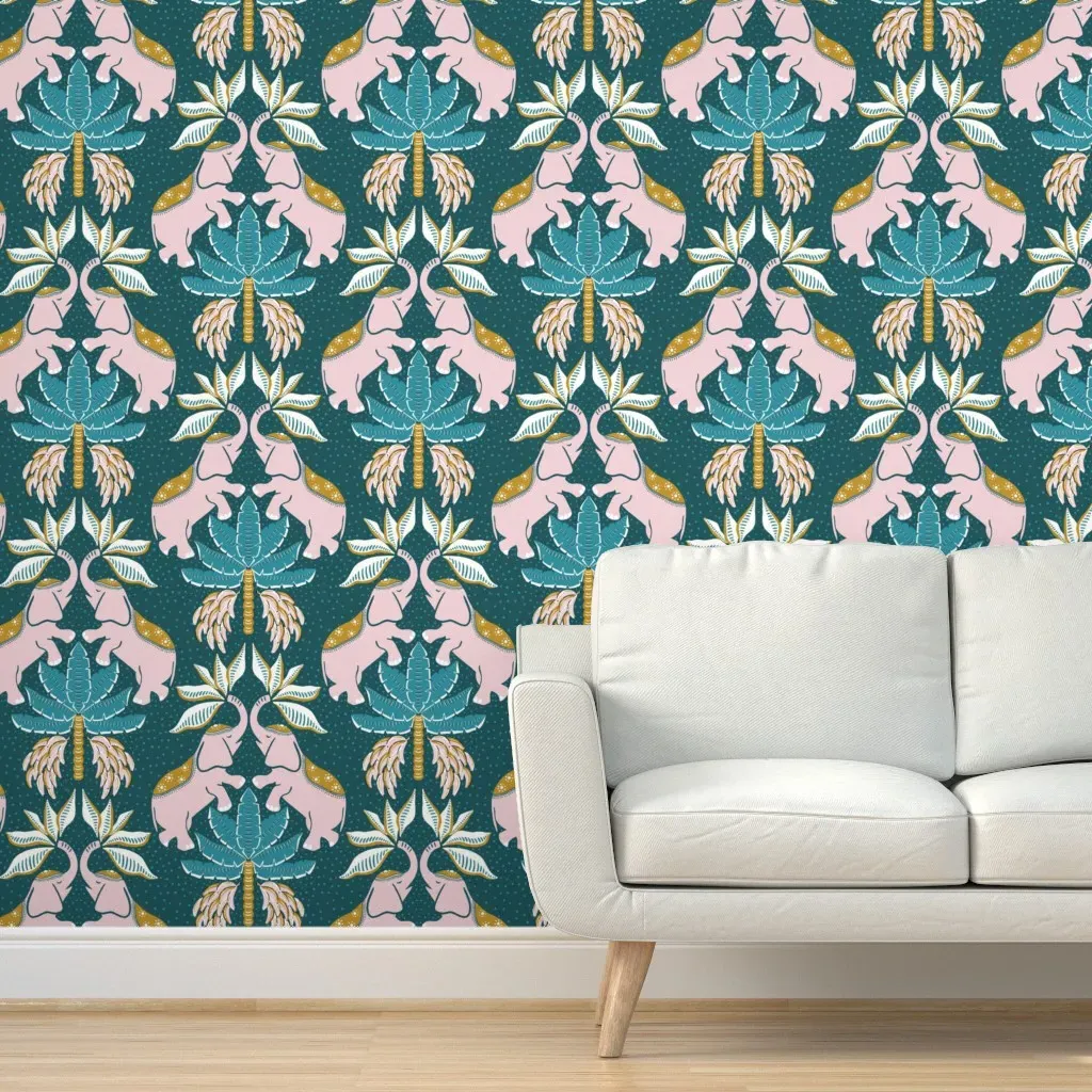 Elephant Joy Peel and Stick Wallpaper - Pink product