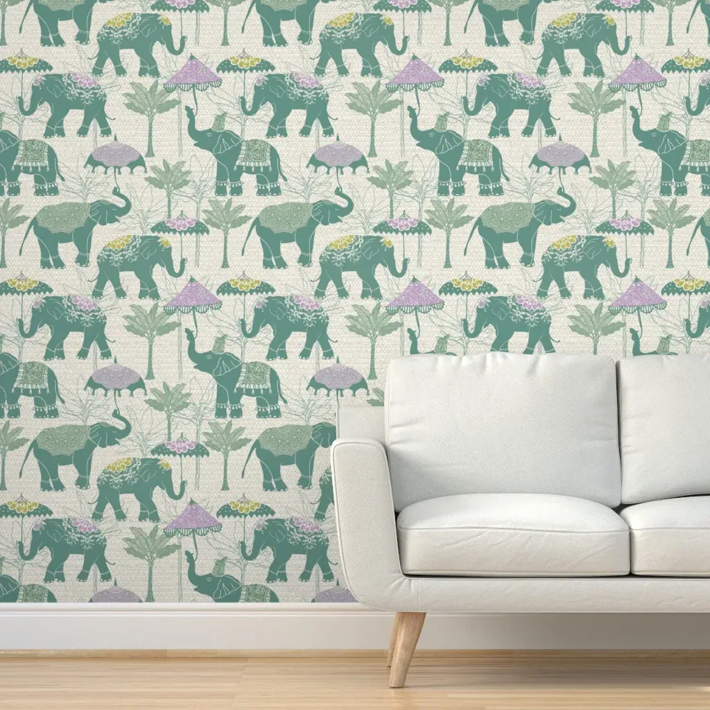 Elephant Parade Peel and Stick Wallpaper - Teal product