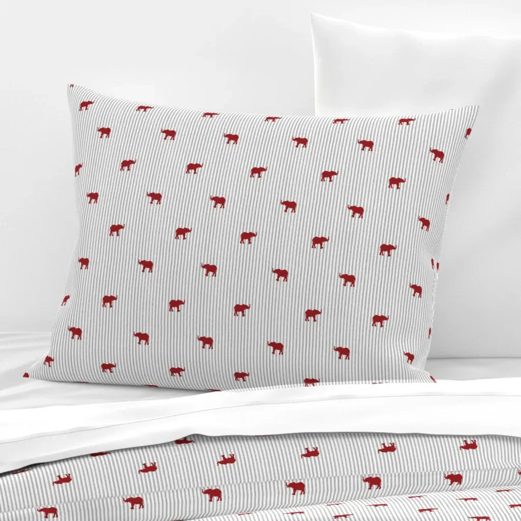 Elephant Seersucker Standard Knife Edge Pillow - Red, Cotton product