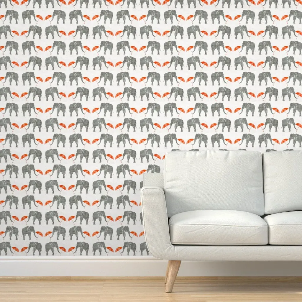 Elephant Summer Peel and Stick Wallpaper - Gray product