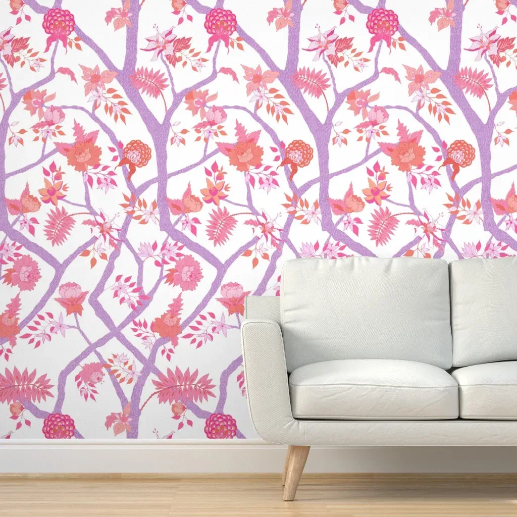 Elizabeth Peony Branch Peel and Stick Wallpaper - Pink product