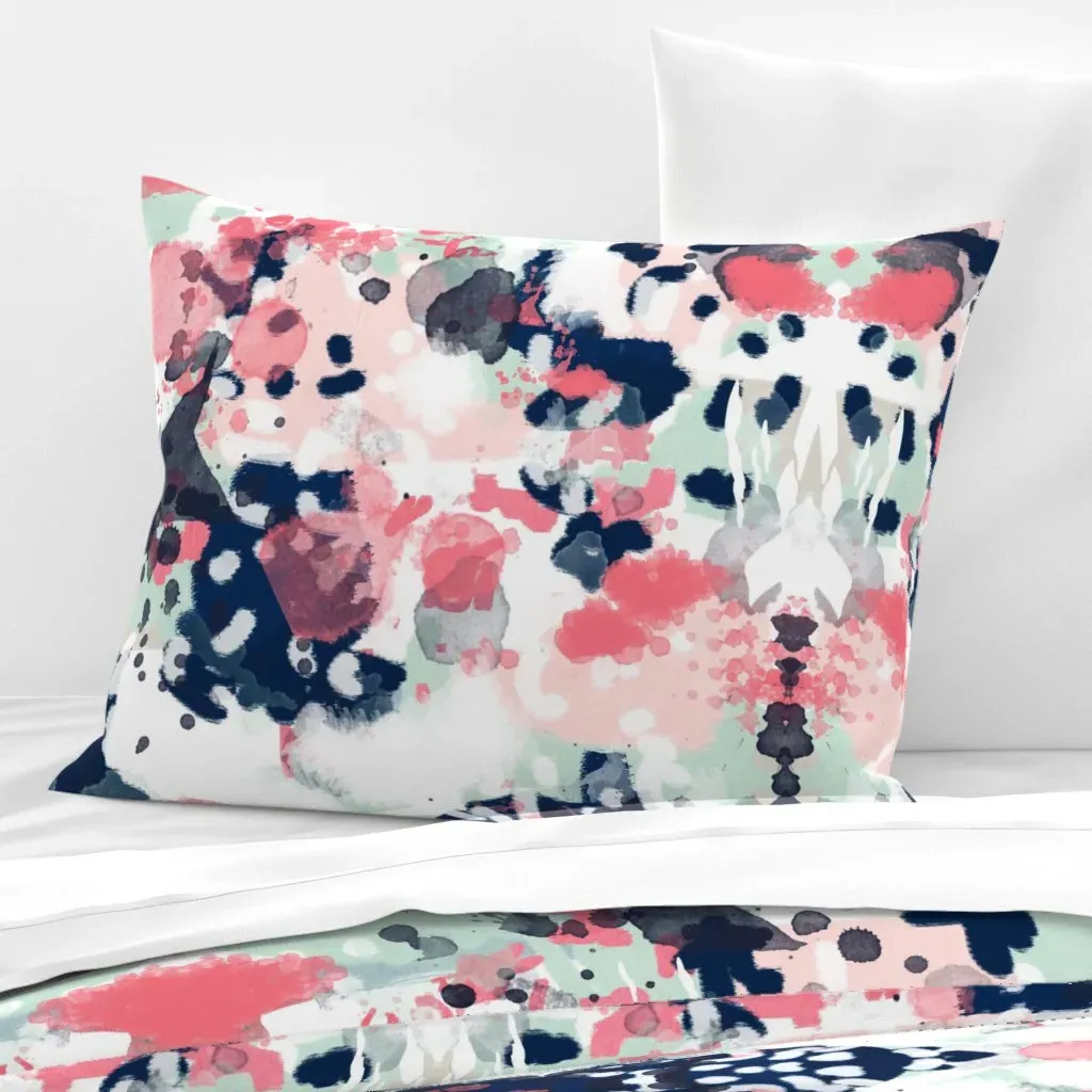 Ellie Abstract Standard Knife Edge Cushion Cover - Pink, Cotton Sateen product