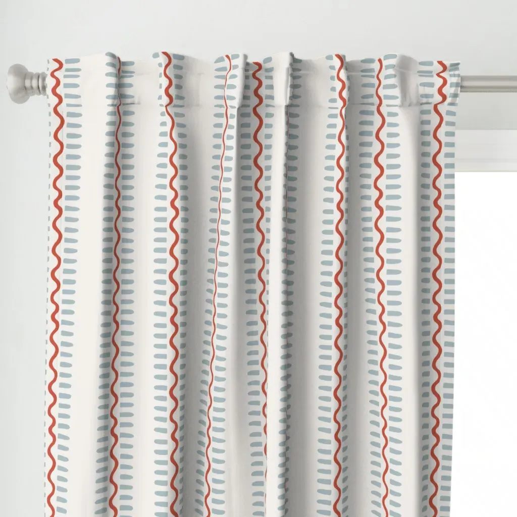 Elliott Blue Curtain Panel - Red alternate view
