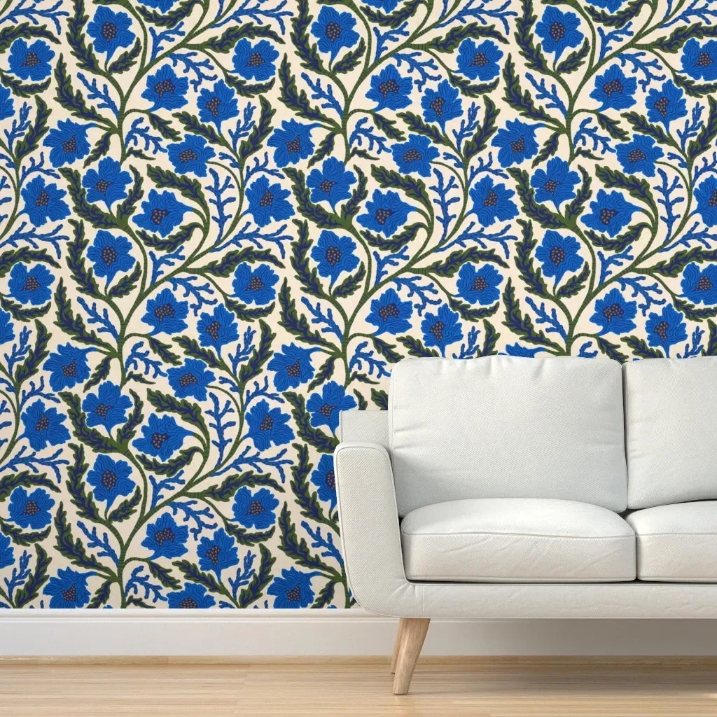Elmyra Botanical Floral Peel and Stick Wallpaper - Blue product