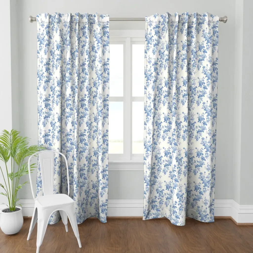 Eloise Floral Seaside Curtain Panel - Blue product
