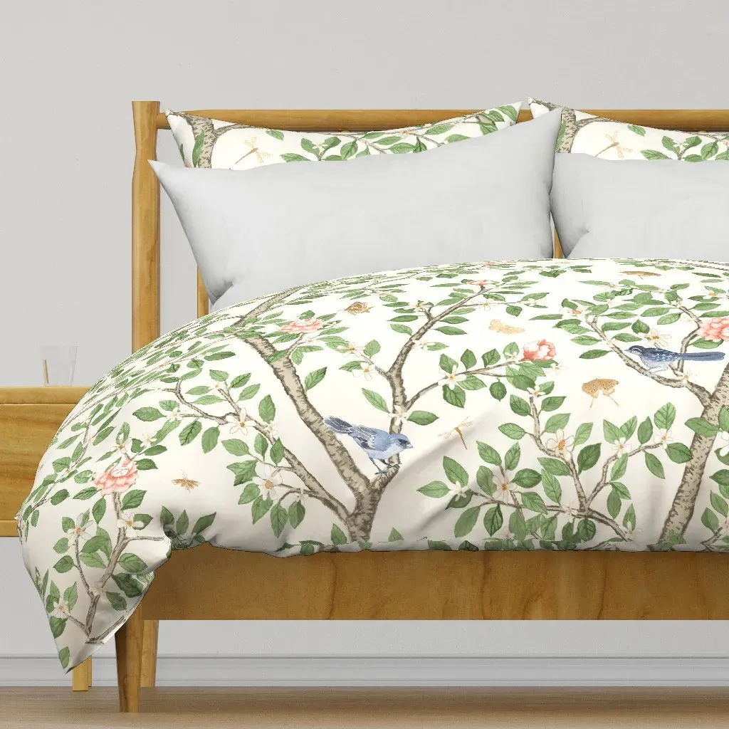 Elsie's Garden Coral Duvet Cover - Green product