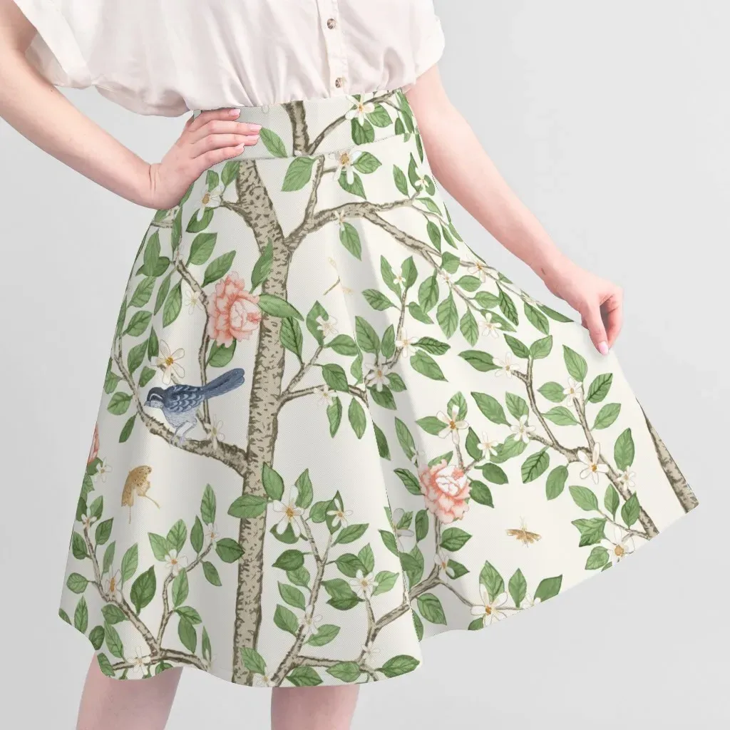 Elsie's Garden Coral Sport Pique Fabric Yardage - Green, Cream alternate view