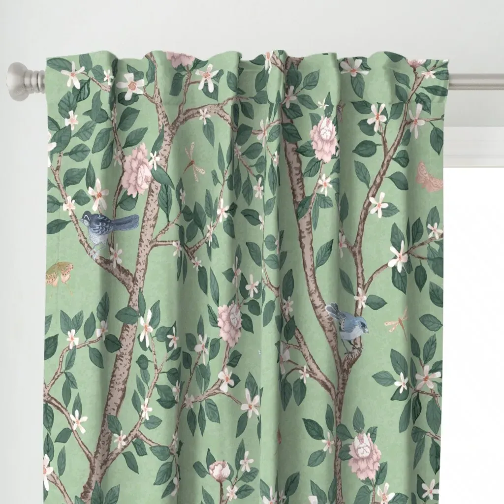 Elsie's Garden Curtain Panel - Pale Green alternate view