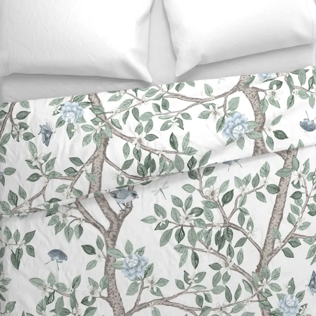 Elsie's Garden Custom Duvet Cover - White alternate view