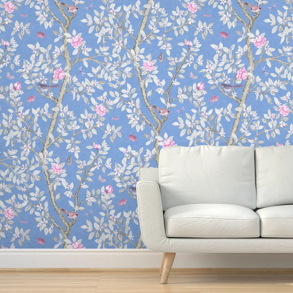 Elsie's Garden Peel and Stick Wallpaper - Blue, Purple product