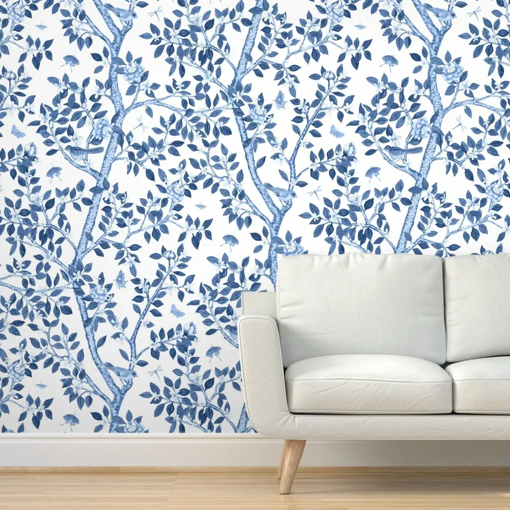 Elsie's Garden Peel and Stick Wallpaper - Blue, White product