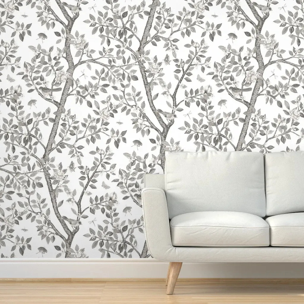 Elsie's Garden Peel and Stick Wallpaper - Charcoal, White product