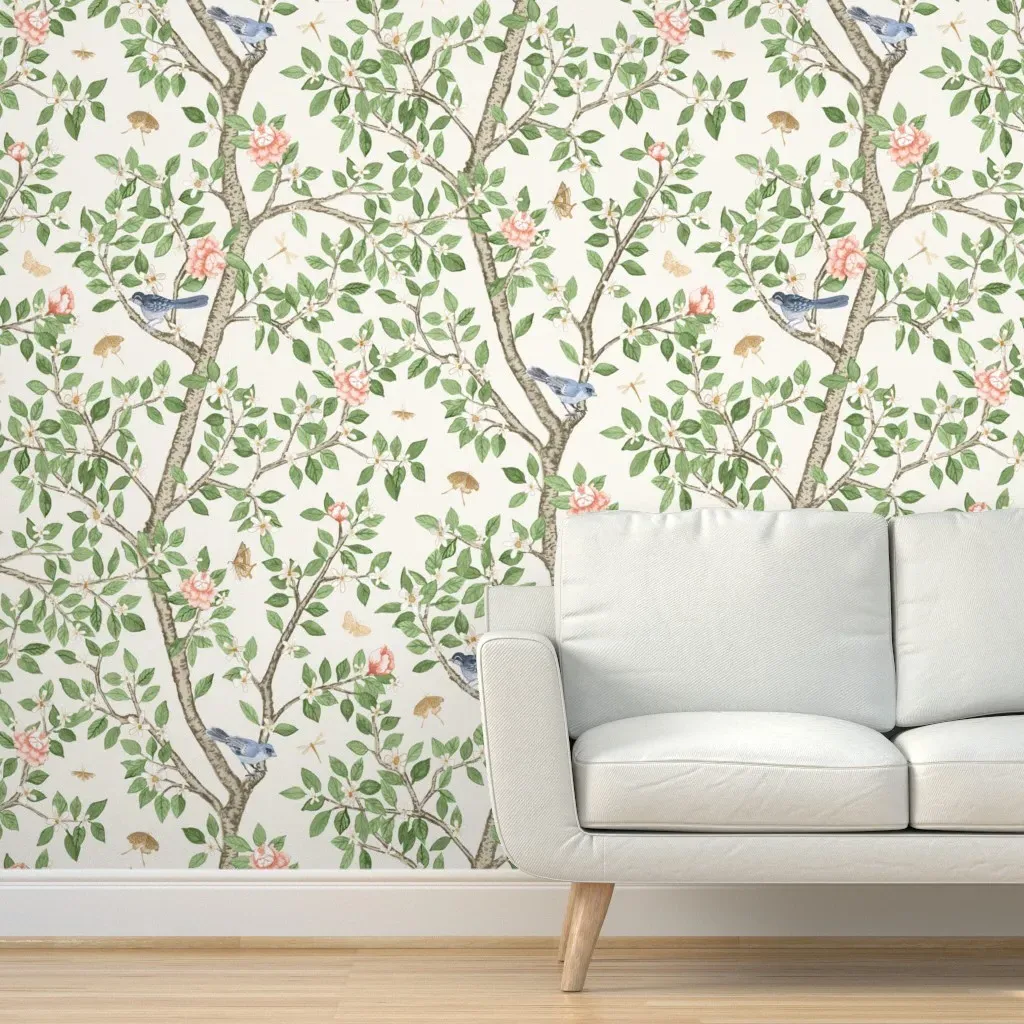 Elsie's Garden Peel and Stick Wallpaper - Coral, Cream product