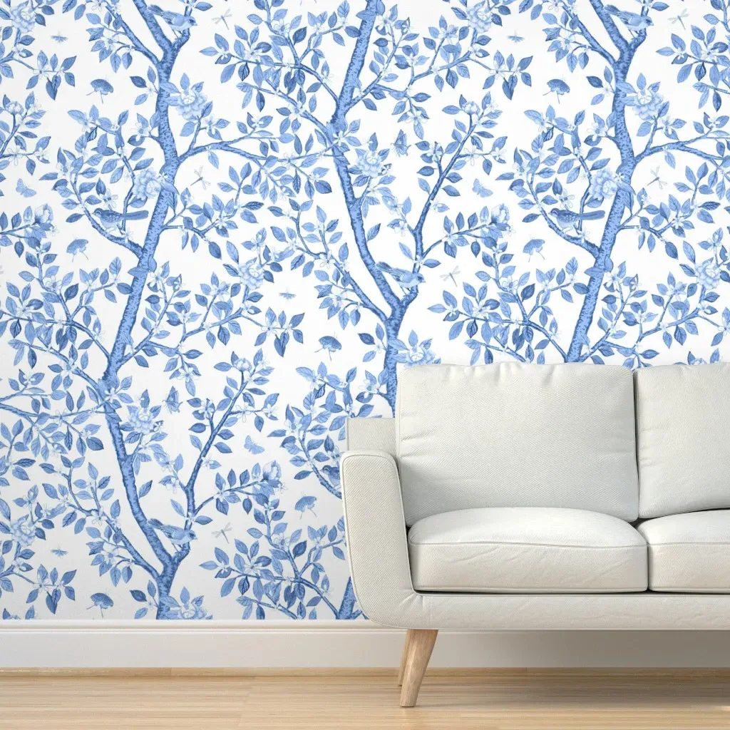 Elsie's Garden Peel and Stick Wallpaper - Cornflower Blue product