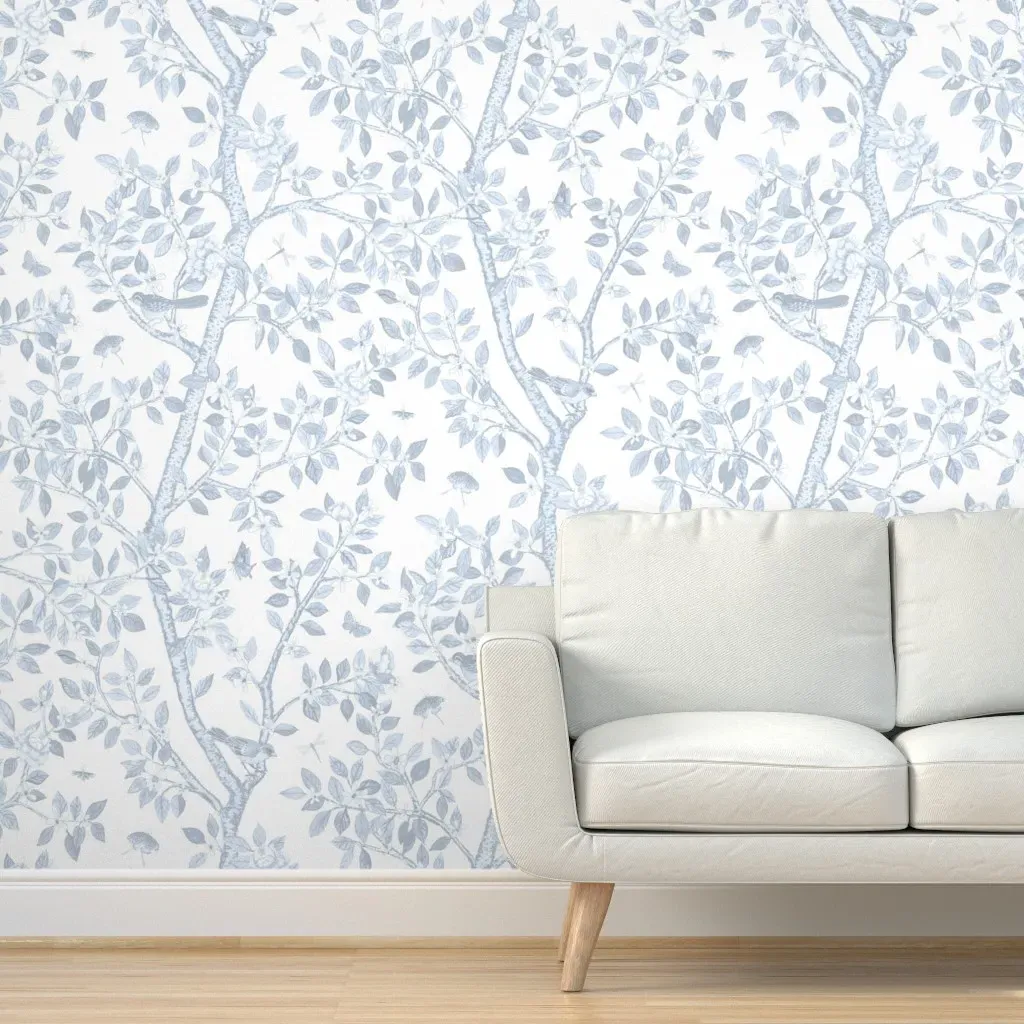 Elsie's Garden Peel and Stick Wallpaper - Light Blue, White product