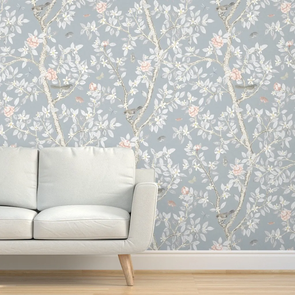 Elsies Garden Peel and Stick Wallpaper - Light Gray product