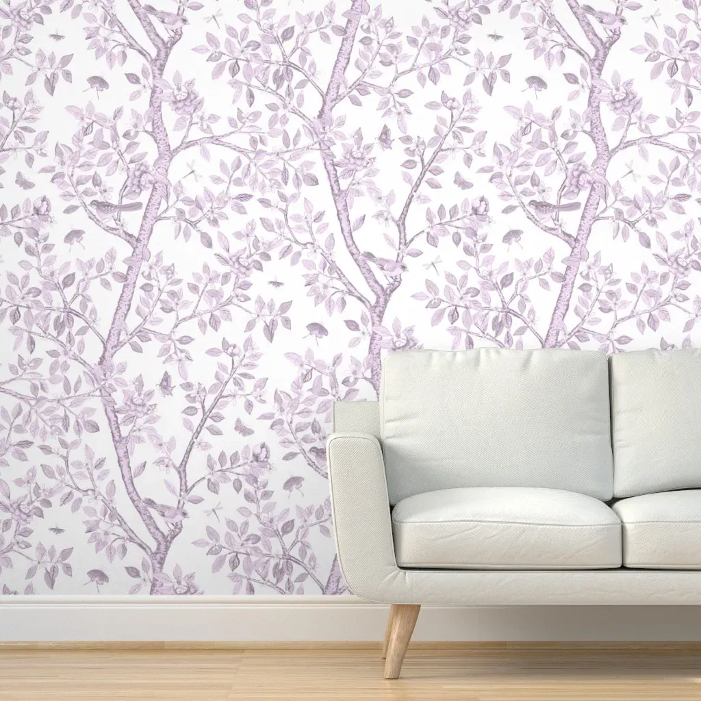 Elsie's Garden Peel and Stick Wallpaper - Lilac, White product