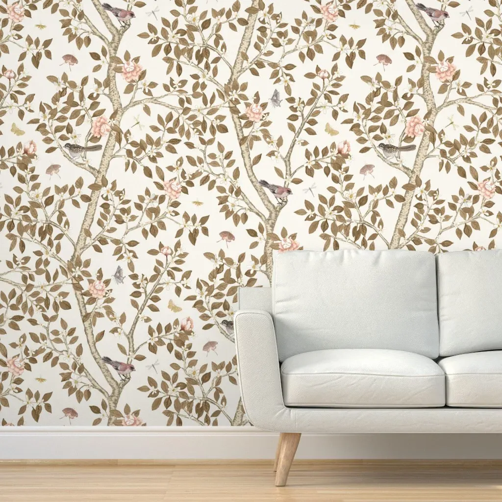 Elsie's Garden Peel and Stick Wallpaper - Sepia, Cream product