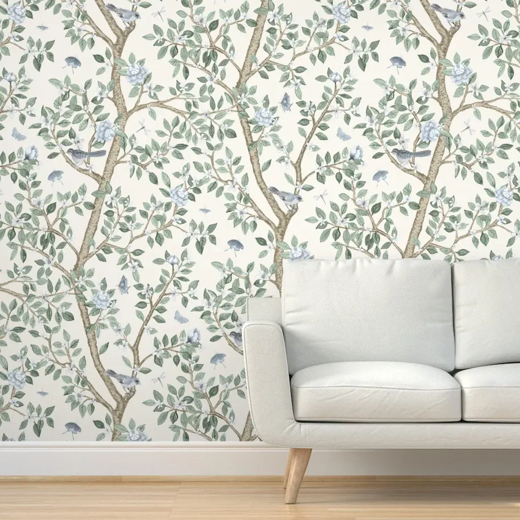 Elsie's Garden Peel and Stick Wallpaper - Silver, Tan, Blue product