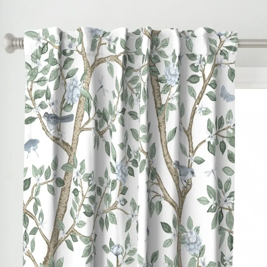 Elsie's Garden Silver Curtain Panel - Light Green alternate view