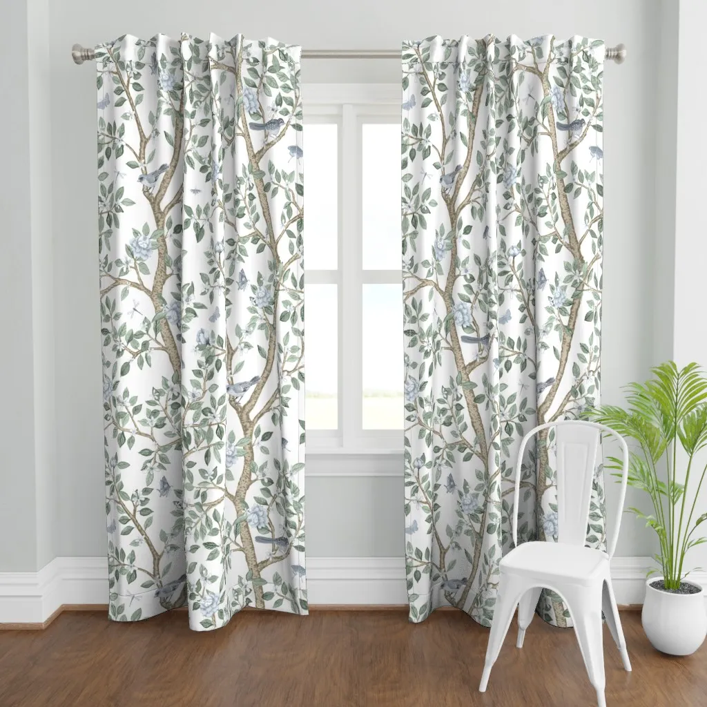 Elsie's Garden Silver Curtain Panel - Light Green product