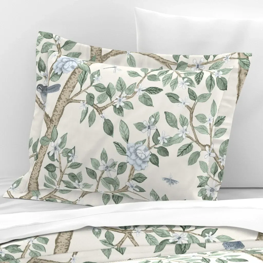 Elsie's Garden Standard Flanged Pillow Sham - Light Blue, Cotton Sateen product