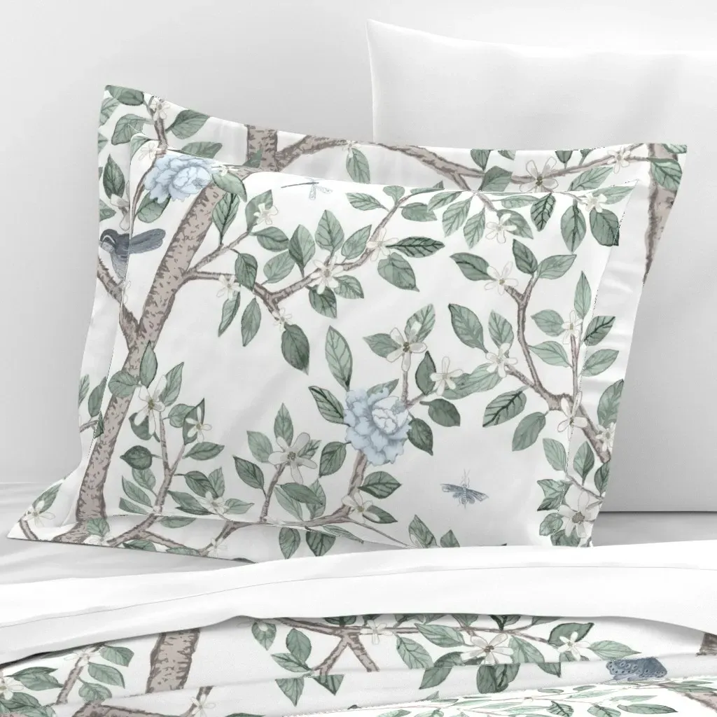 Elsie's Garden Standard Flanged Pillow Sham - White, Cotton Sateen product