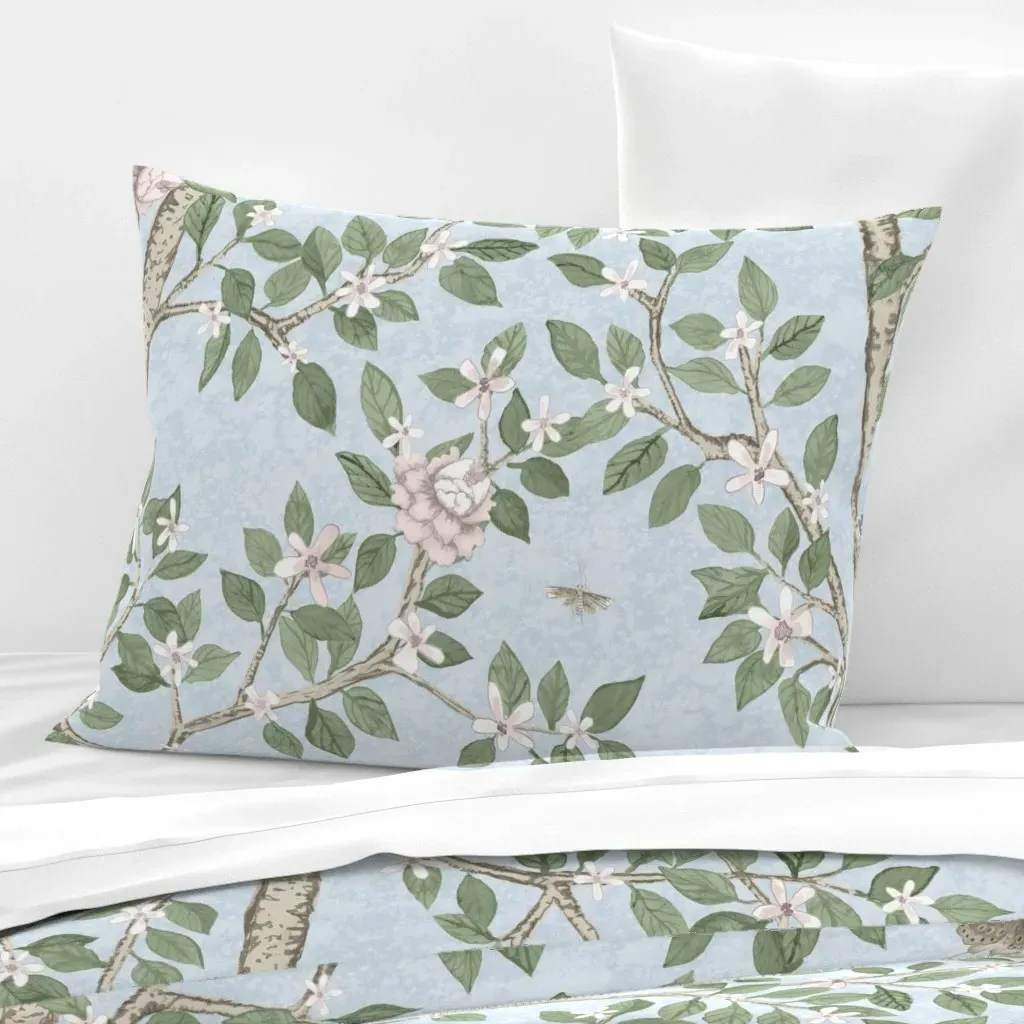 Elsie's Garden Standard Knife Edge Cushion - Light Blue, Cotton Sateen product