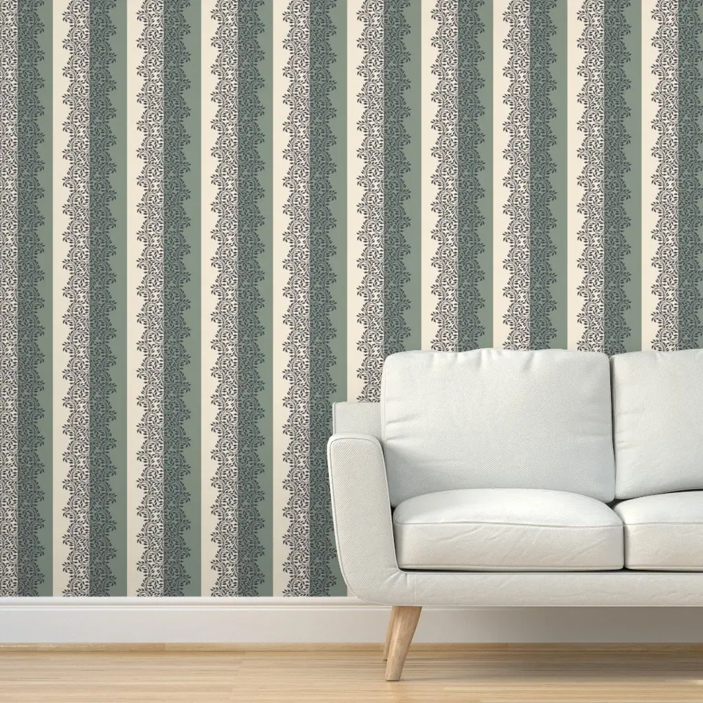 Elspeth Garden Stripe Peel and Stick Wallpaper - Dark Gray product