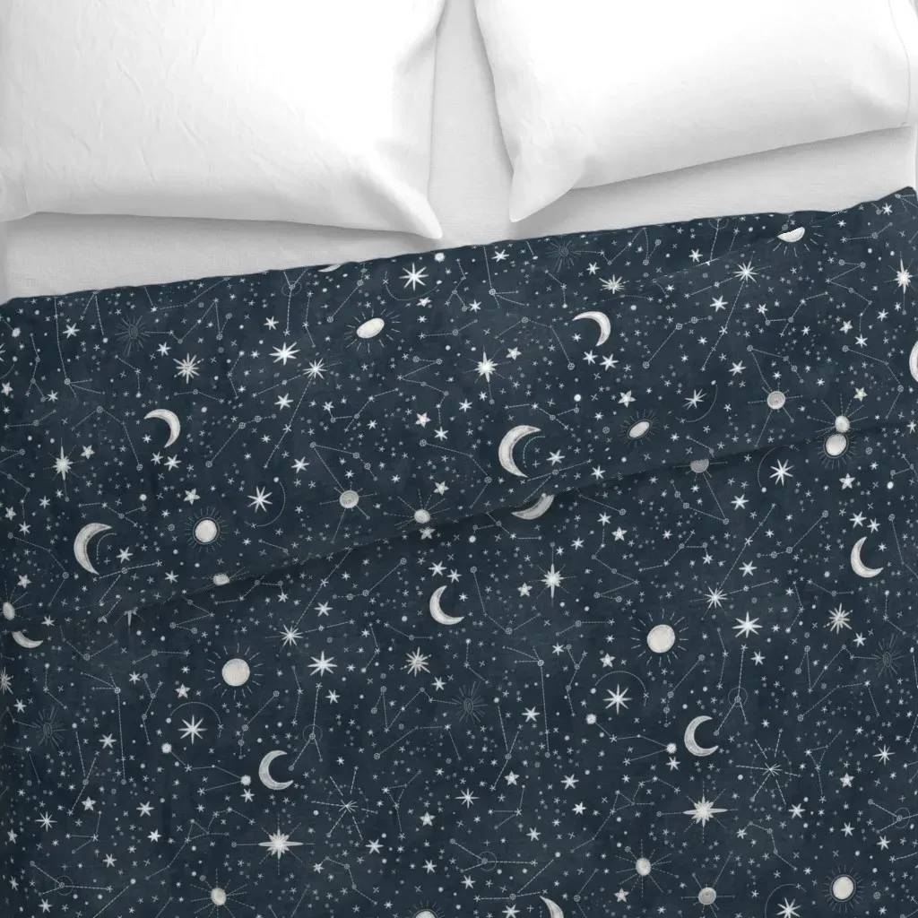 Embroidered Denim Stitched Duvet Cover - Dark Teal alternate view