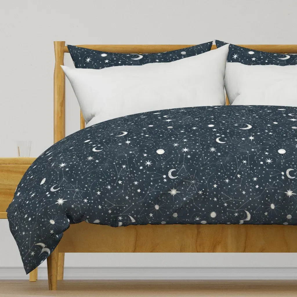 Embroidered Denim Stitched Duvet Cover - Dark Teal product