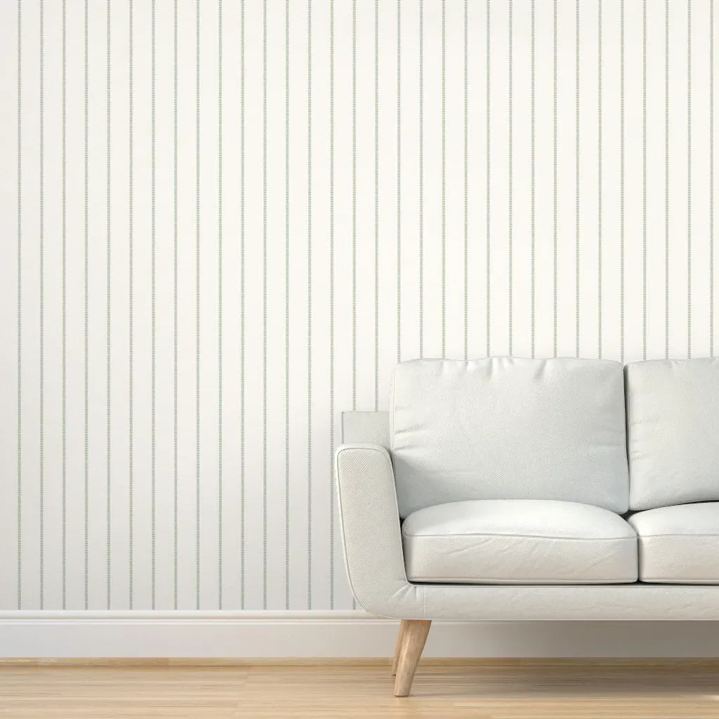 Embroidery Stitch Stripe Peel and Stick Wallpaper - Sage Green product