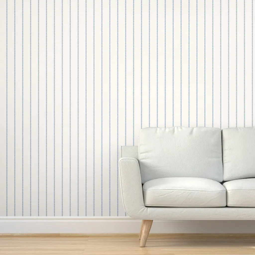 Embroidery Stitches Stripe Peel and Stick Wallpaper - Blue, White product