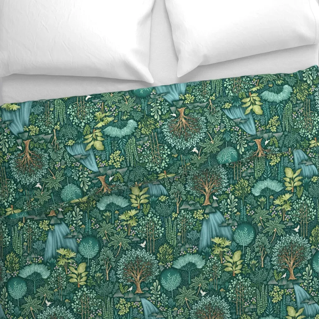 Emerald Eden Duvet Cover - Teal alternate view