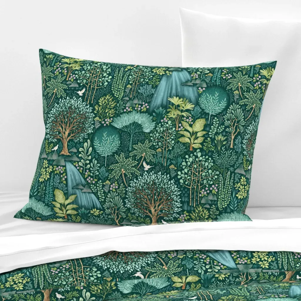 Emerald Eden Standard Knife Edge Cushion Cover - Teal, Cotton Sateen product