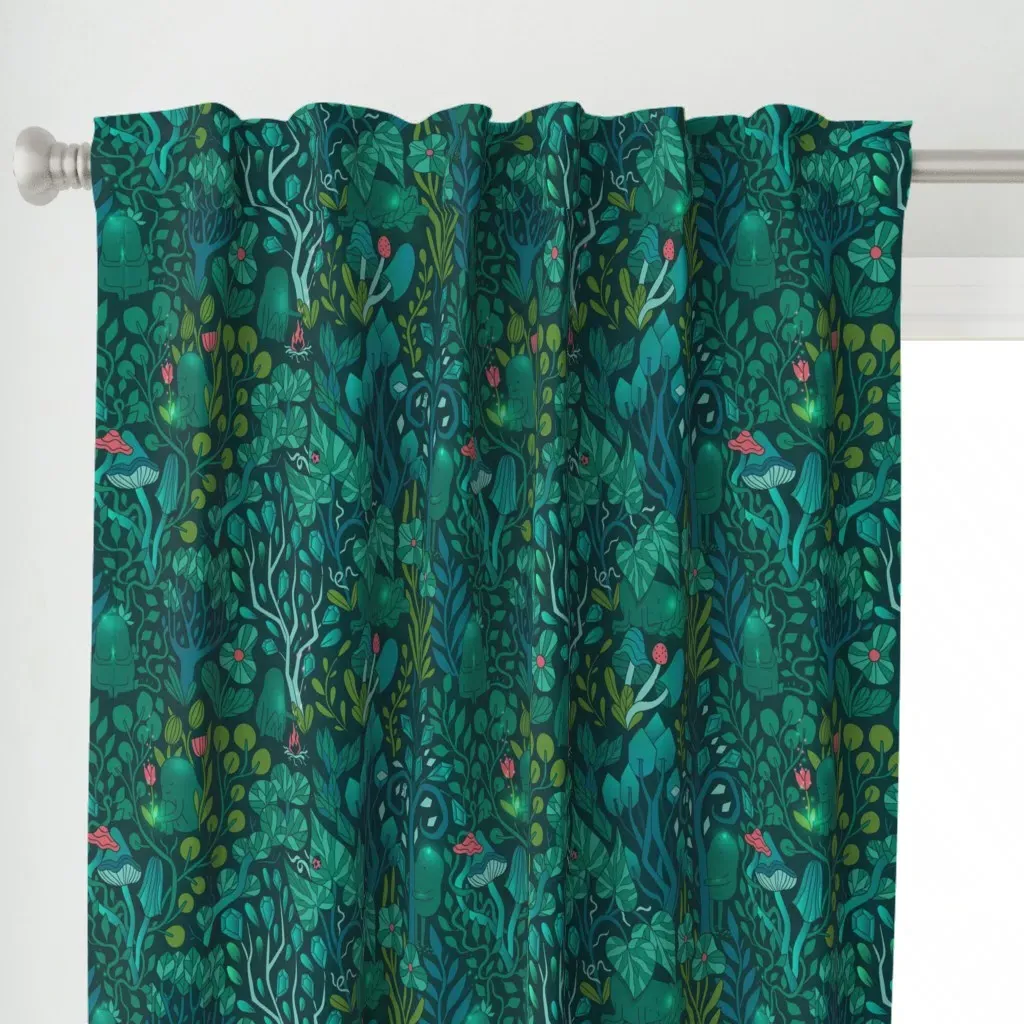 Emerald Forest Keepers Curtain Panel - Teal alternate view