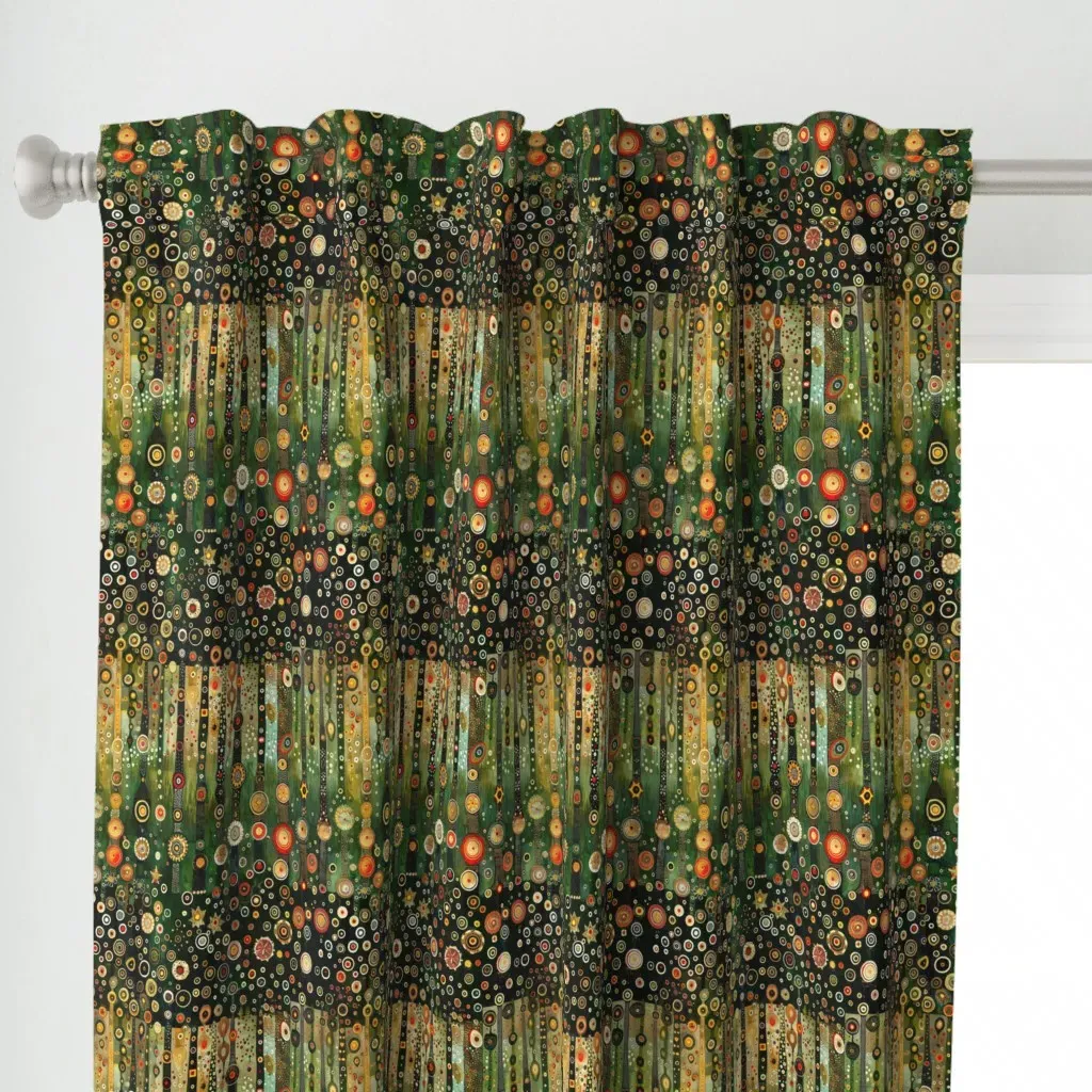 Emerald Tree of Life Curtain Panel - Dark Green alternate view