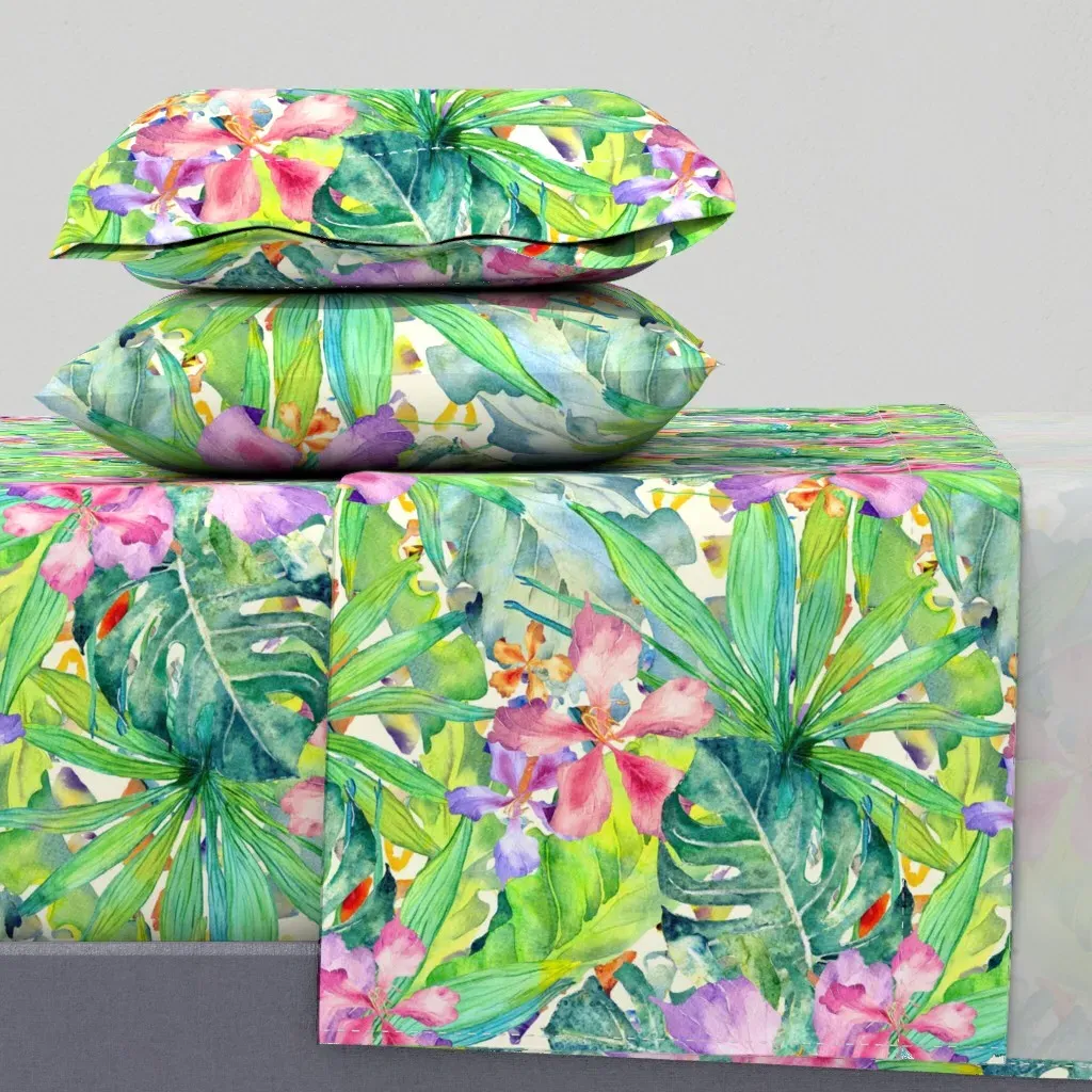Emerald Tropic Forest Twin XL Sheet Set - Pink product