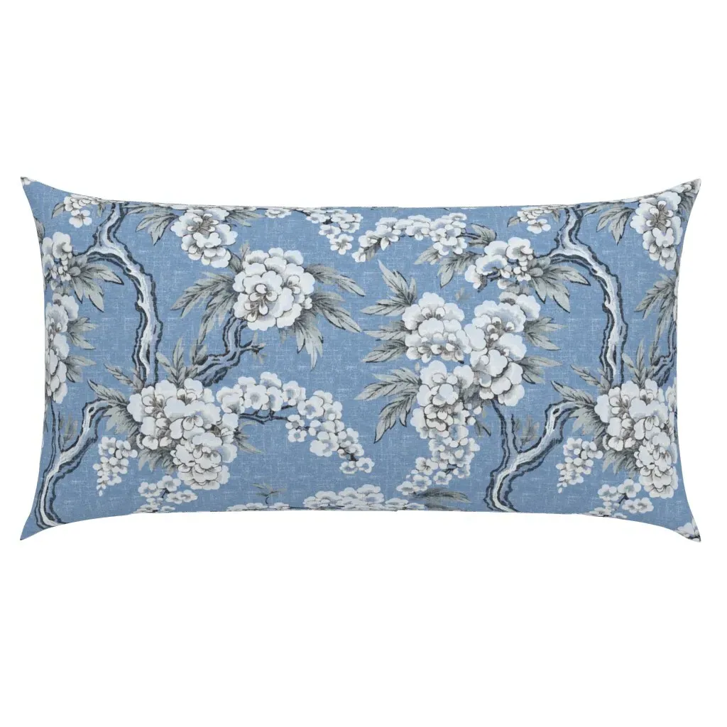 Emi Chinoiserie King Pillow Sham - White, Linen product