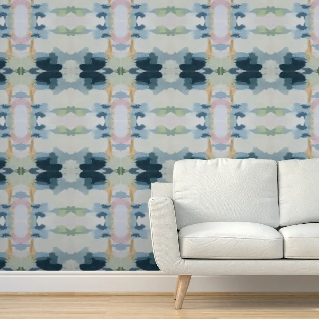 Emma Abstract Watercolor Peel and Stick Wallpaper - Blue product