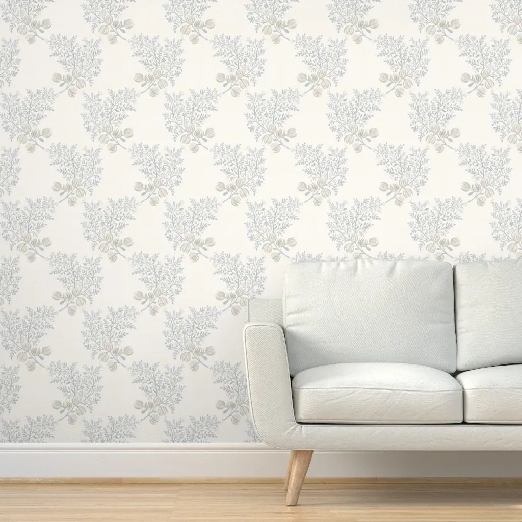 Emma Floral Toss Peel and Stick Wallpaper - Dusty Blue, Cream product